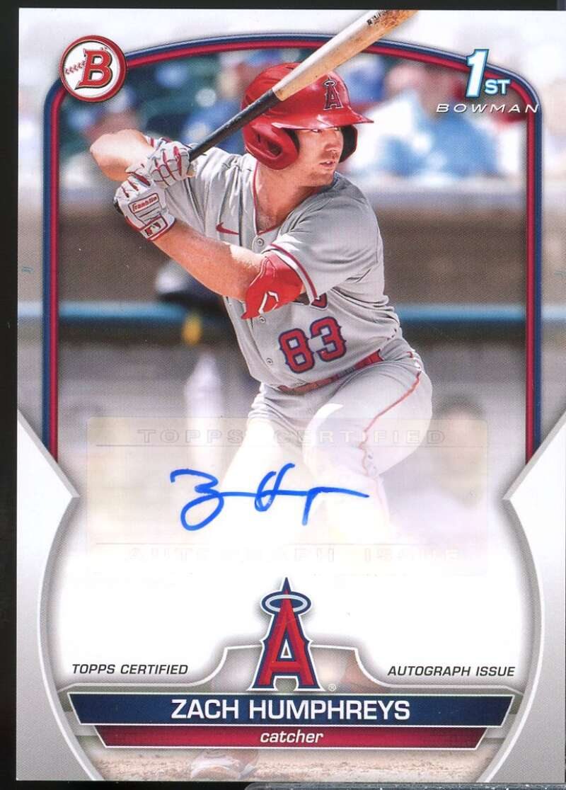 Zach Humphreys Card 2023 Bowman Prospect Autographs #PPAZH  Image 1
