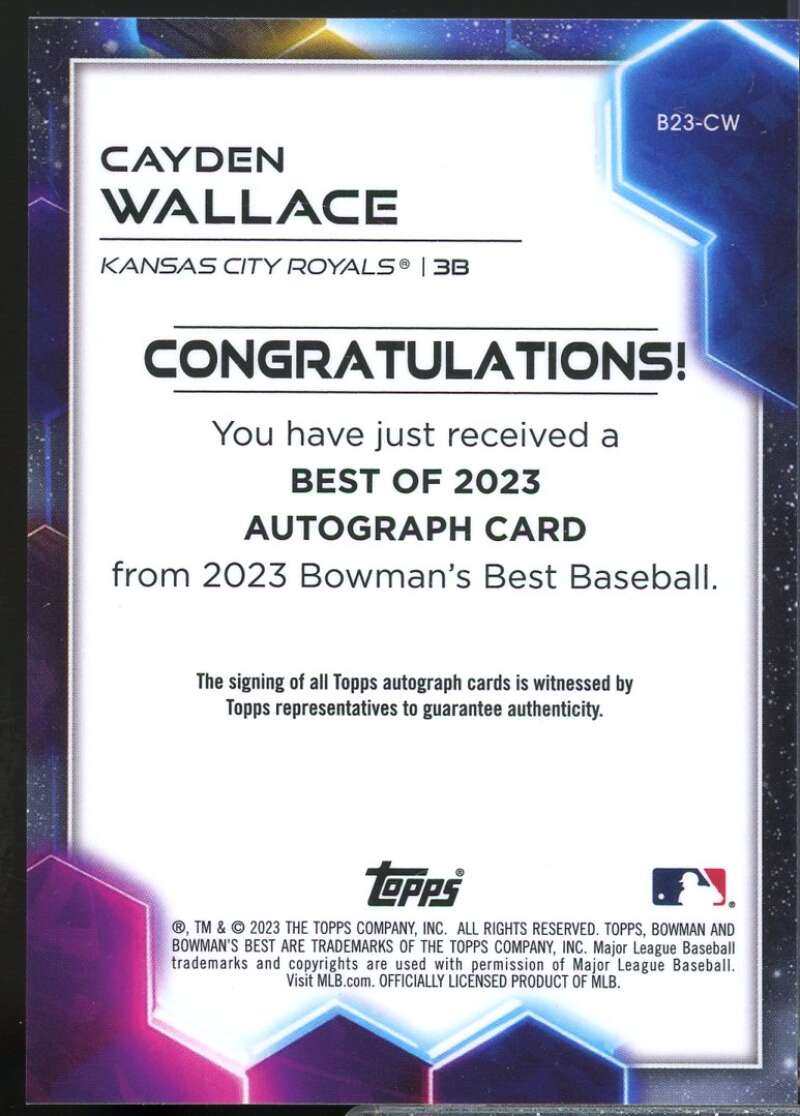 Cayden Wallace Card 2023 Bowman's Best Best of '23 Autographs #B23CW  Image 2