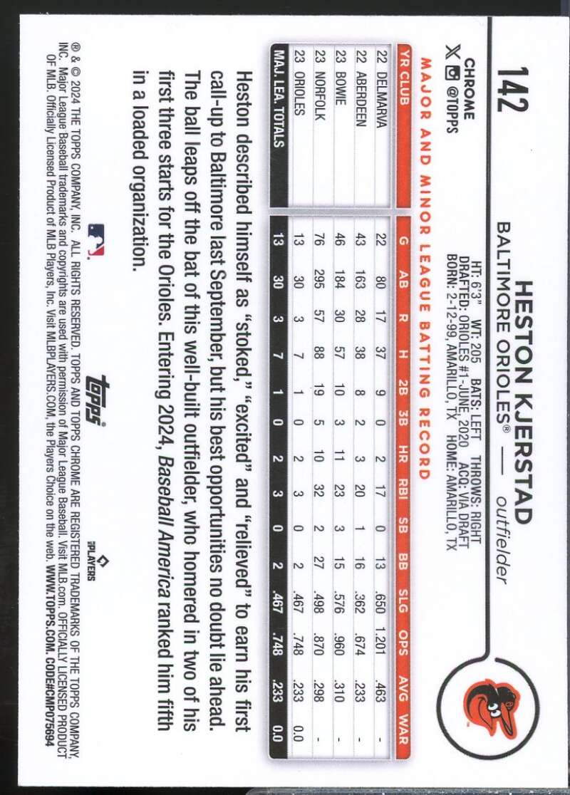 Heston Kjerstad Rookie Card 2024 Topps Chrome X-fractors #142  Image 2