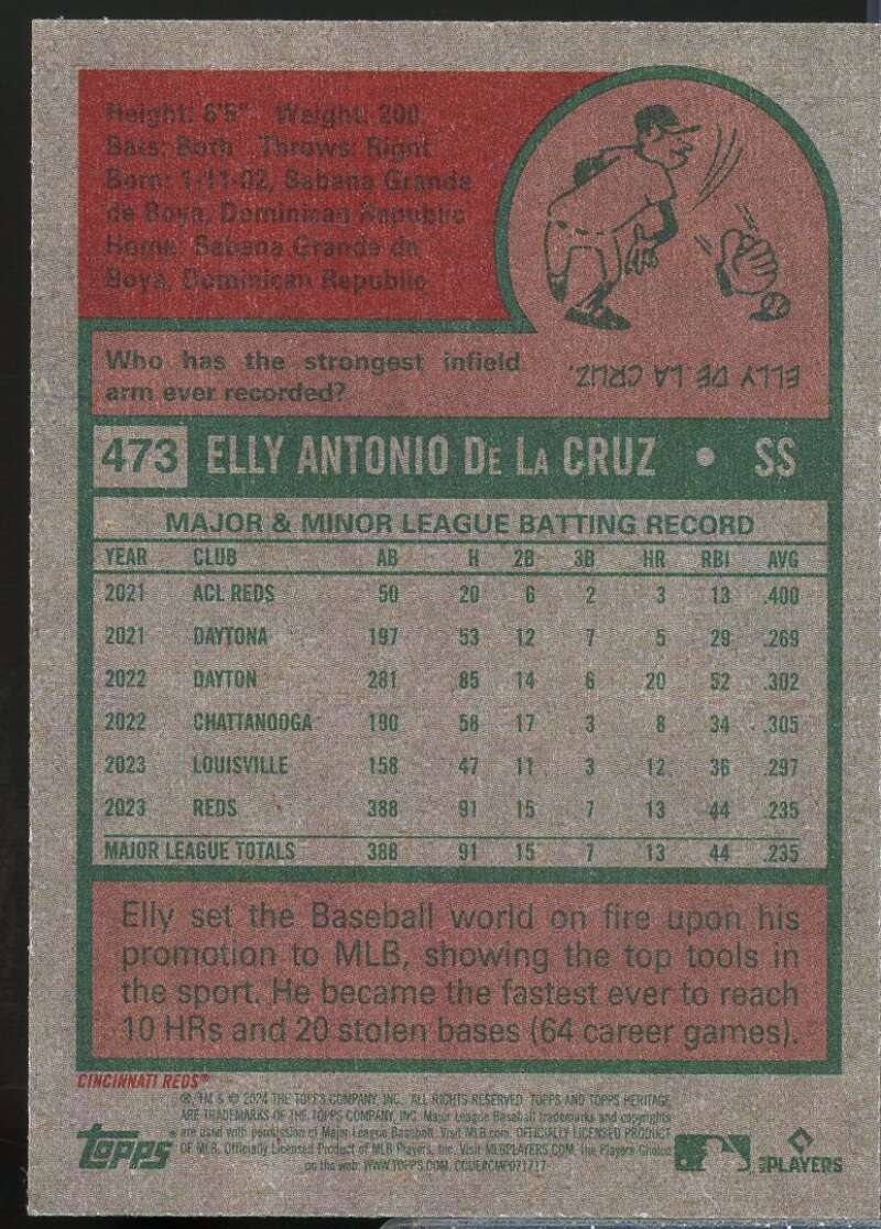 Elly De La Cruz Rookie Card 2024 Topps Heritage #473  Image 2