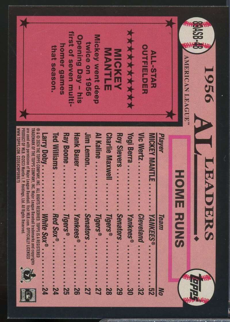 Mickey Mantle Card 2024 Topps '89 Topps All Star Foil #89ASB48  Image 2