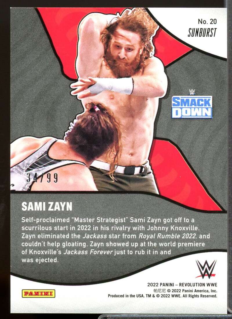 Sami Zayn Card 2022 Revolution WWE Shock Wave Sunburst #20  Image 2