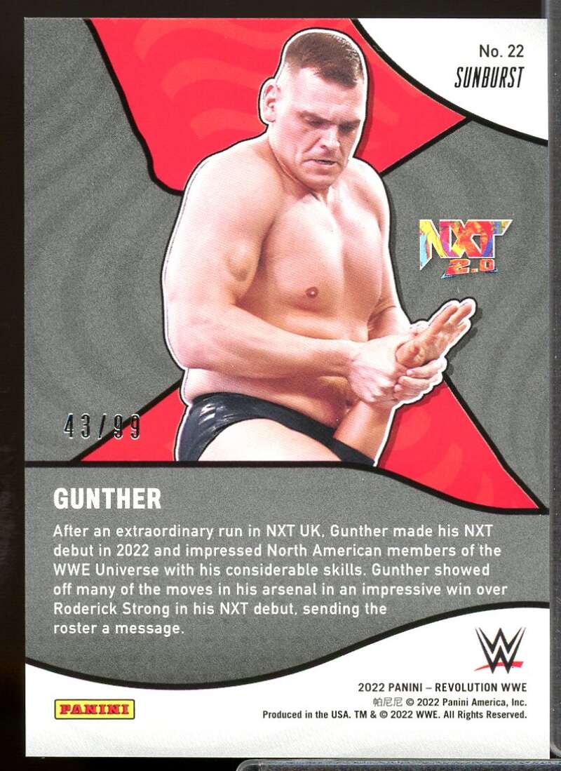 Gunther Card 2022 Revolution WWE Shock Wave Sunburst #22  Image 2