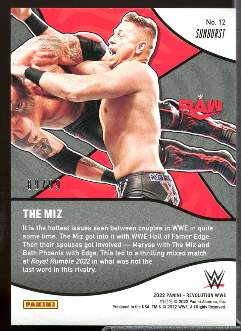 The Miz Card 2022 Revolution WWE Shock Wave Sunburst #12  Image 2