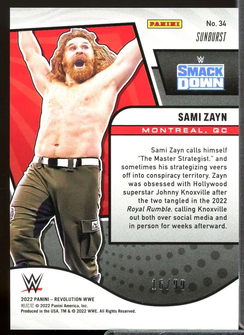 Sami Zayn Card 2022 Revolution WWE Sunburst #34  Image 2