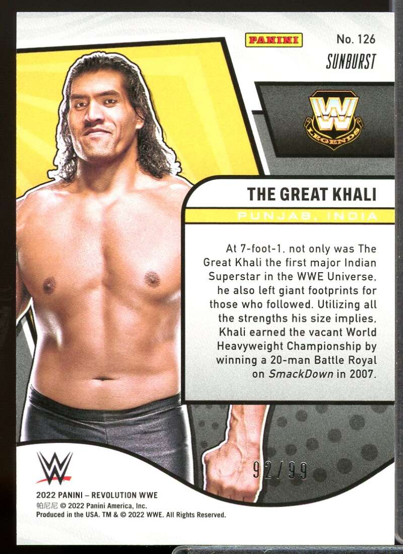 The Great Khali Card 2022 Revolution WWE Sunburst #126  Image 2