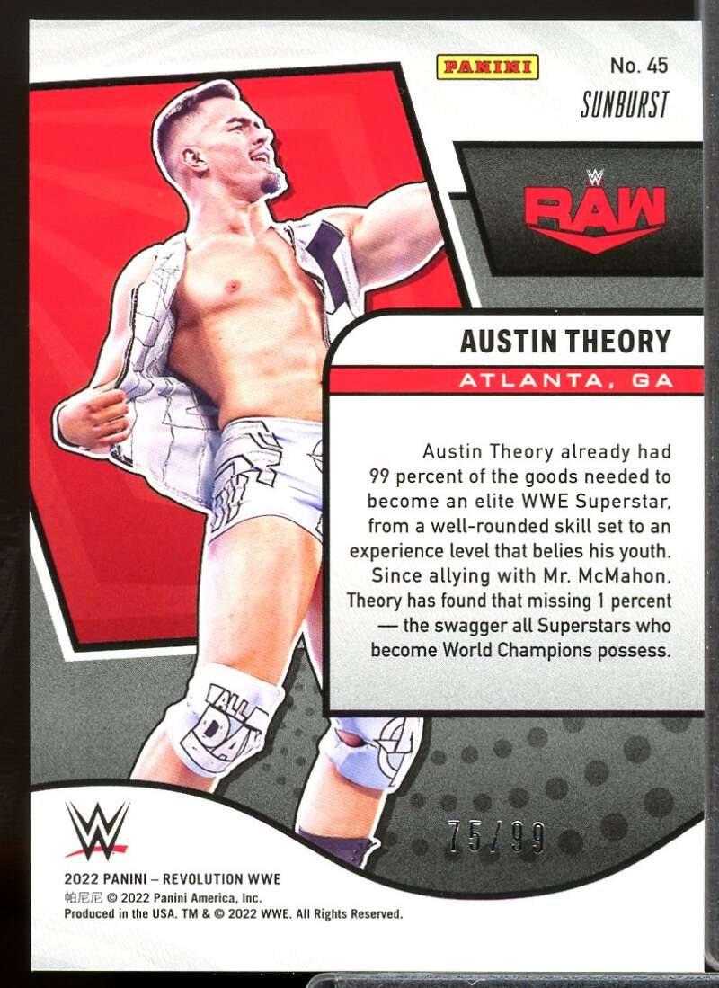 Theory Card 2022 Revolution WWE Sunburst #45  Image 2