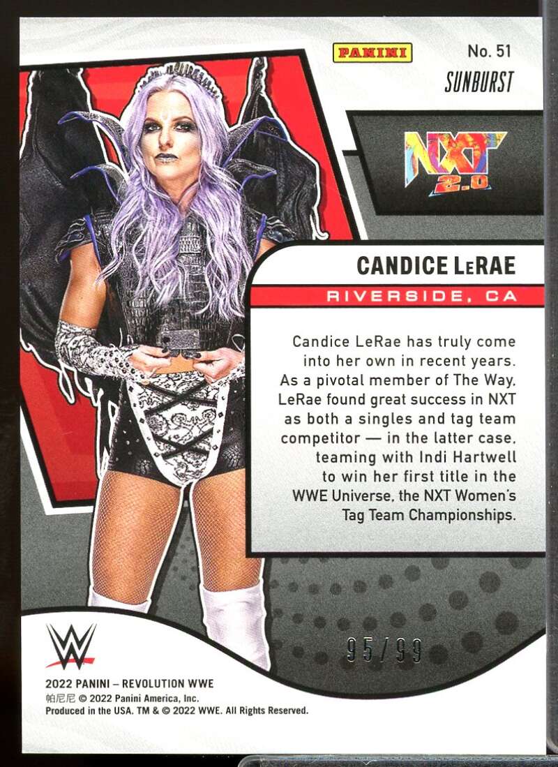 Candice LeRae Card 2022 Revolution WWE Sunburst #51  Image 2