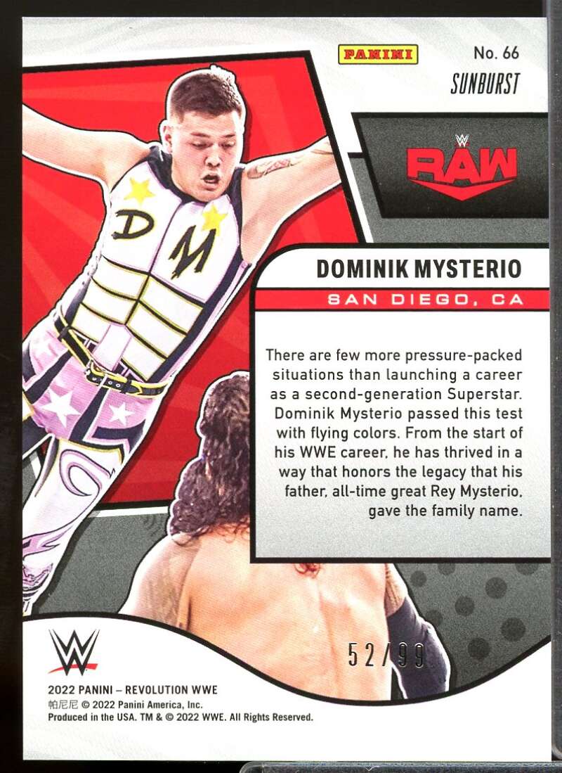 Dominik Mysterio Card 2022 Revolution WWE Sunburst #66  Image 2