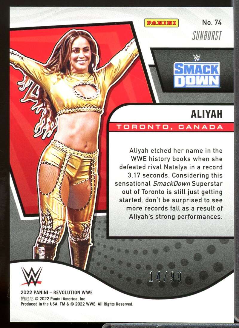 Aliyah Card 2022 Revolution WWE Sunburst #74  Image 2