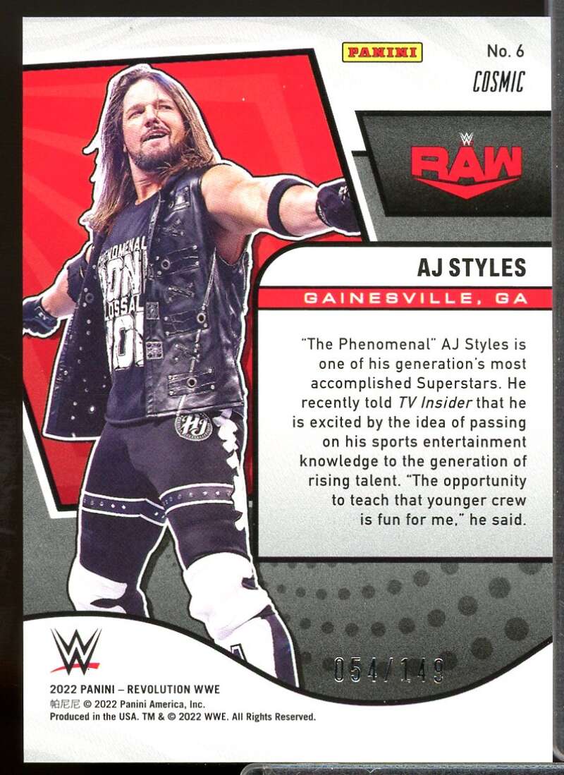 AJ Styles Card 2022 Revolution WWE Cosmic #6  Image 2
