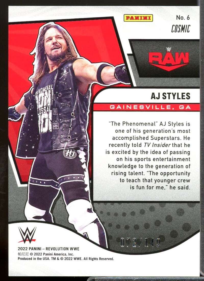 AJ Styles Card 2022 Revolution WWE Cosmic #6  Image 2