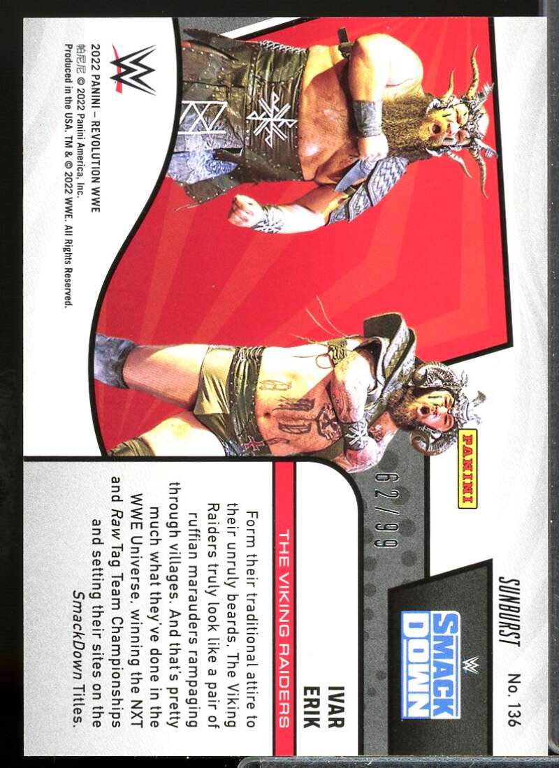 Erik/Ivar Card 2022 Revolution WWE Sunburst #136  Image 2
