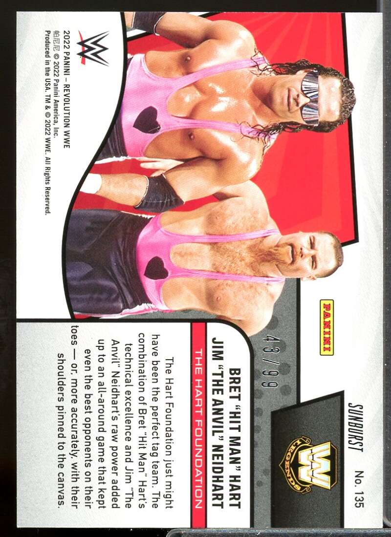 Bret "Hit Man" Hart/Jim Neidhart Card 2022 Revolution WWE Sunburst #135  Image 2