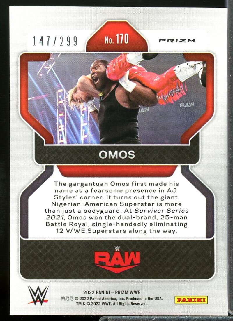 Omos Card 2022 Panini Prizm WWE Prizms Red #170  Image 2