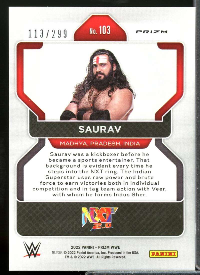 Saurav Card 2022 Panini Prizm WWE Prizms Red #103  Image 2