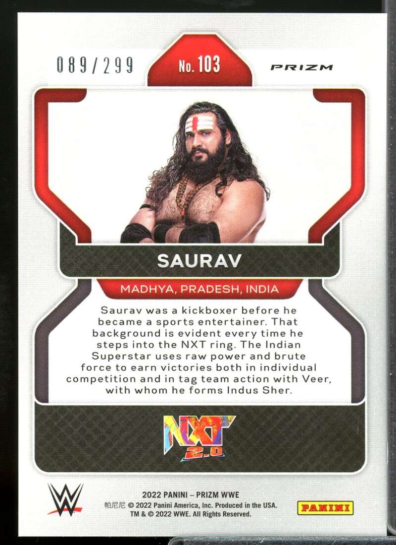 Saurav Card 2022 Panini Prizm WWE Prizms Red #103  Image 2