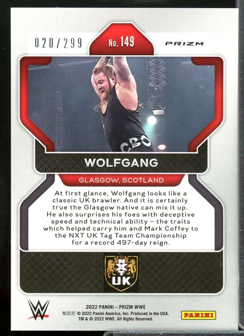 Wolfgang Card 2022 Panini Prizm WWE Prizms Red #149  Image 2