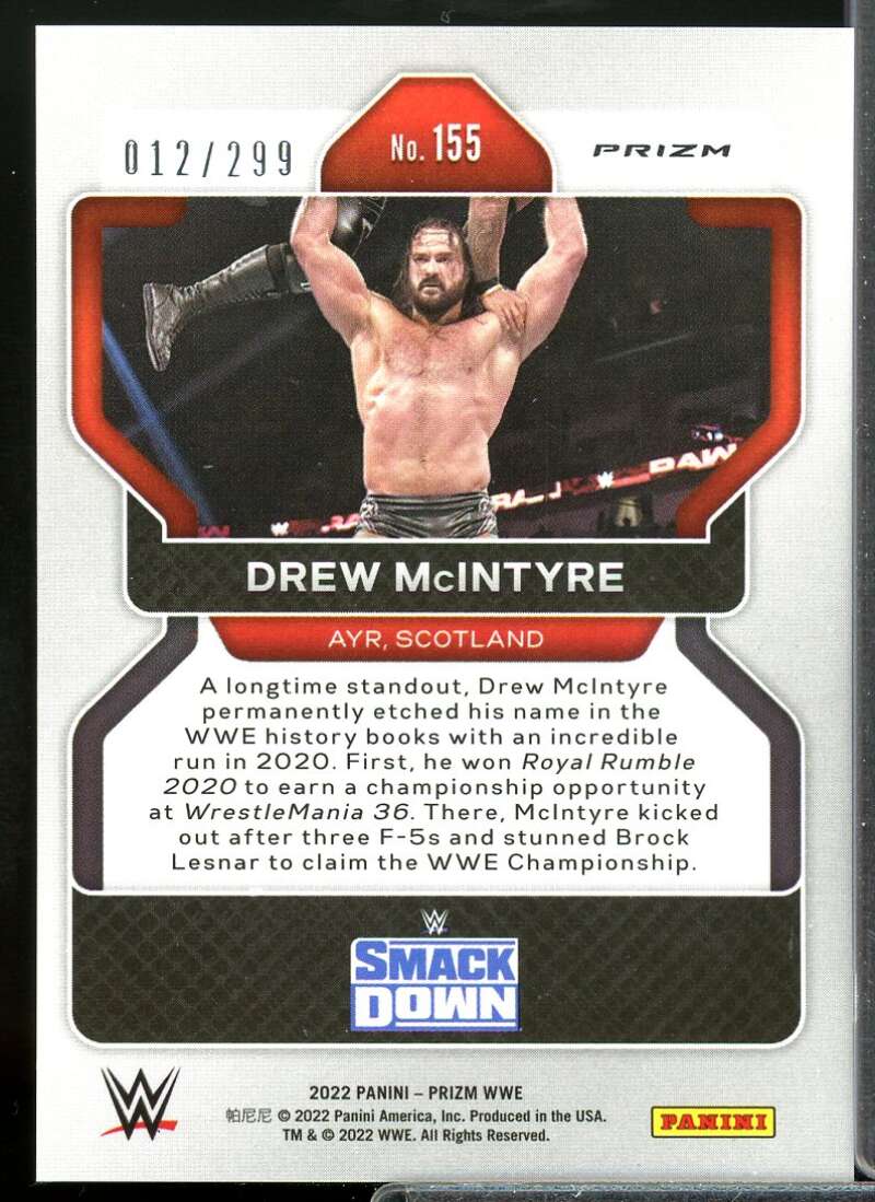Drew McIntyre Card 2022 Panini Prizm WWE Prizms Red #155  Image 2