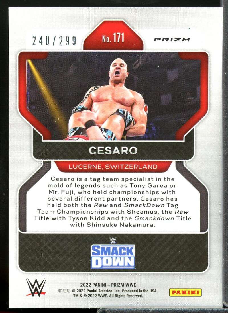 Cesaro Card 2022 Panini Prizm WWE Prizms Red #171  Image 2