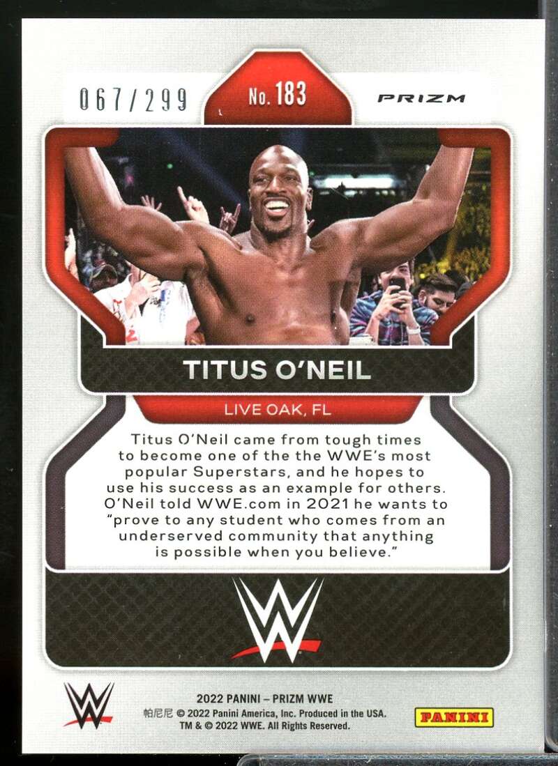 Titus O'Neil Card 2022 Panini Prizm WWE Prizms Red #183  Image 2