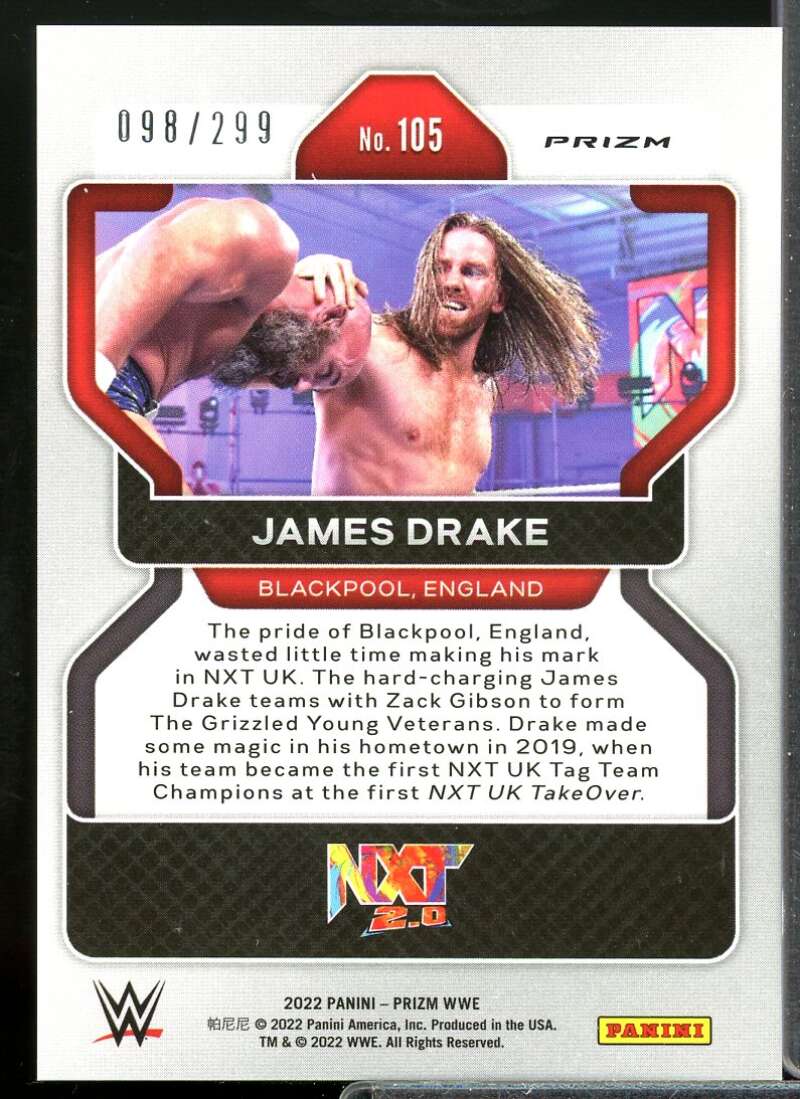 James Drake Card 2022 Panini Prizm WWE Prizms Red #105  Image 2