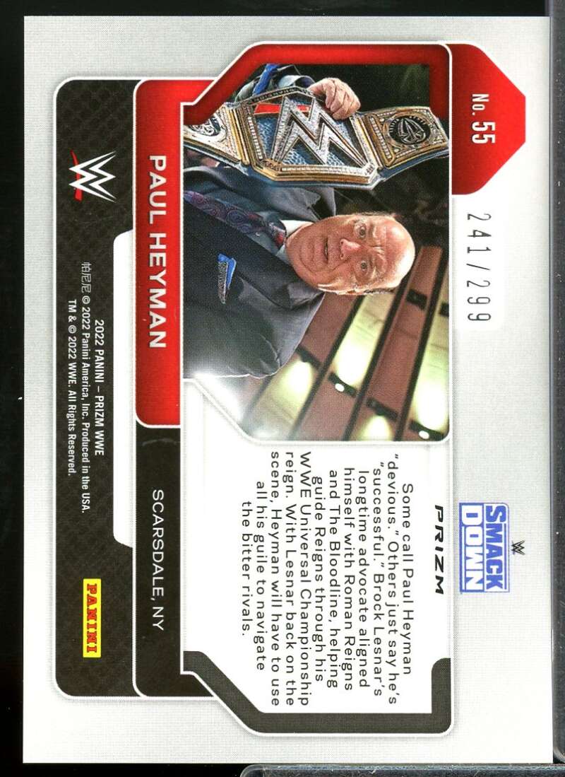 Paul Heyman Card 2022 Panini Prizm WWE Prizms Red #55  Image 2