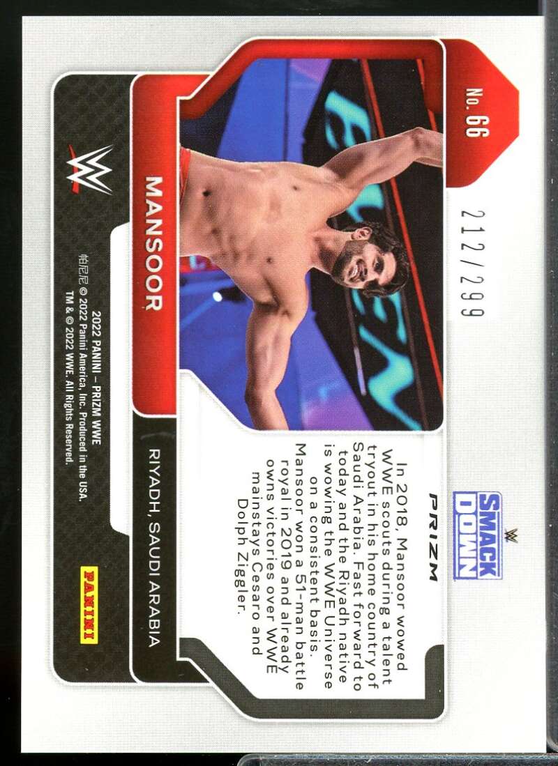 Mansoor Card 2022 Panini Prizm WWE Prizms Red #66  Image 2