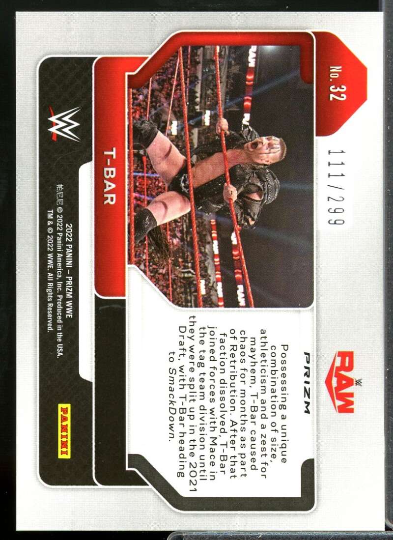 T-Bar Card 2022 Panini Prizm WWE Prizms Red #32  Image 2