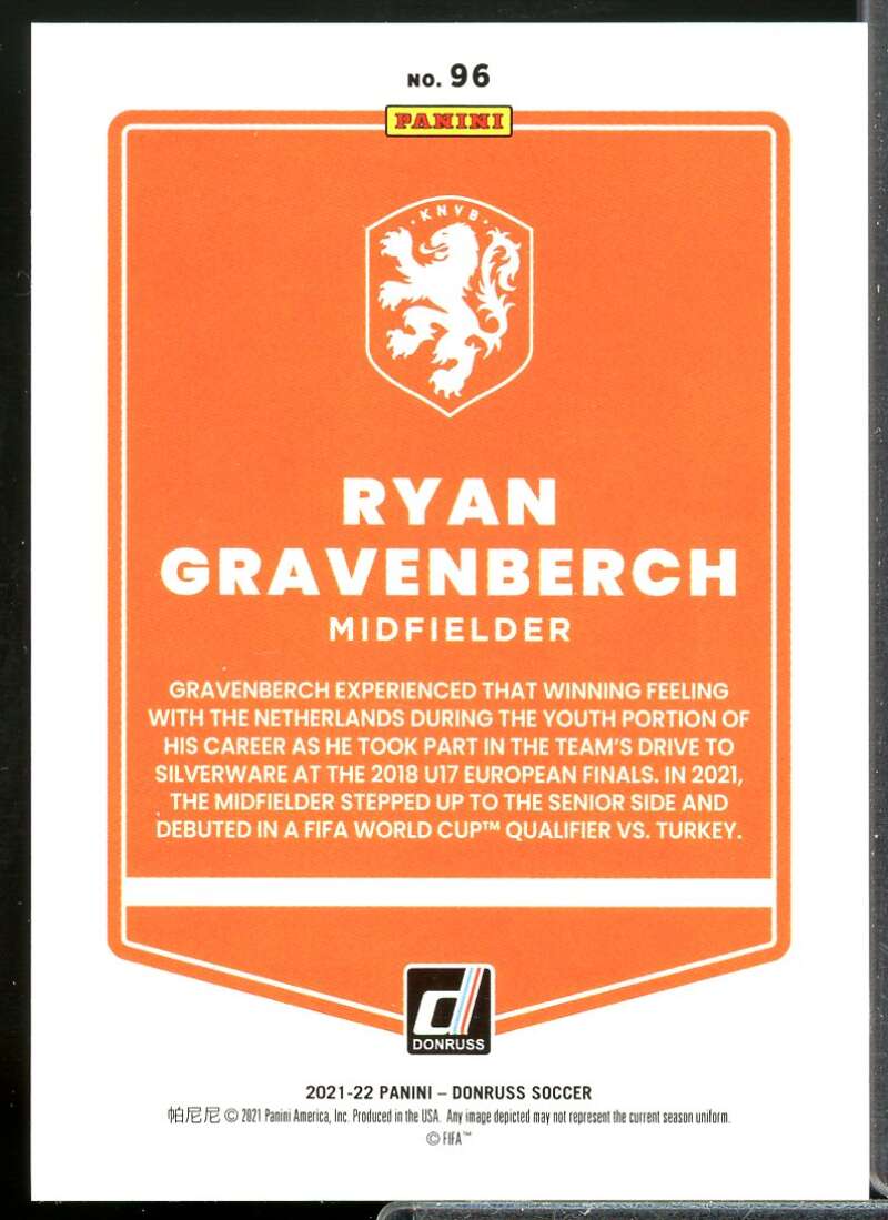 Ryan Gravenberch Card 2021-22 Donruss Blue Laser Holo #96  Image 2