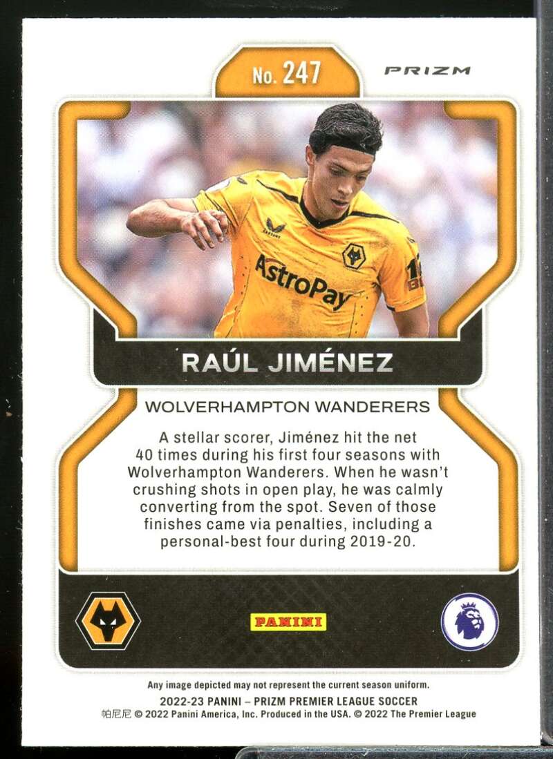 Raul Jimenez 2022 Panini Prizm English Premier League Prizms Green Pulsar #247  Image 2