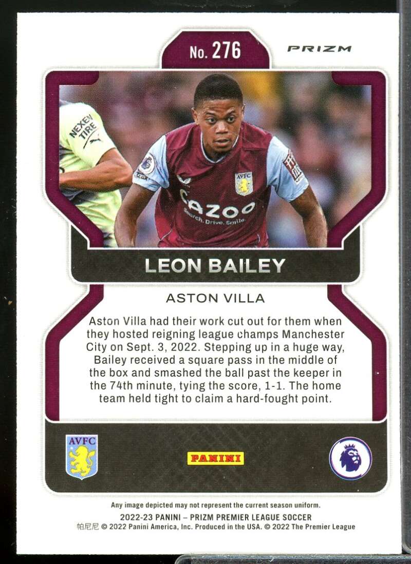 Leon Bailey 2022-23 Panini Prizm English Premier League Prizm Green Pulsar #276  Image 2