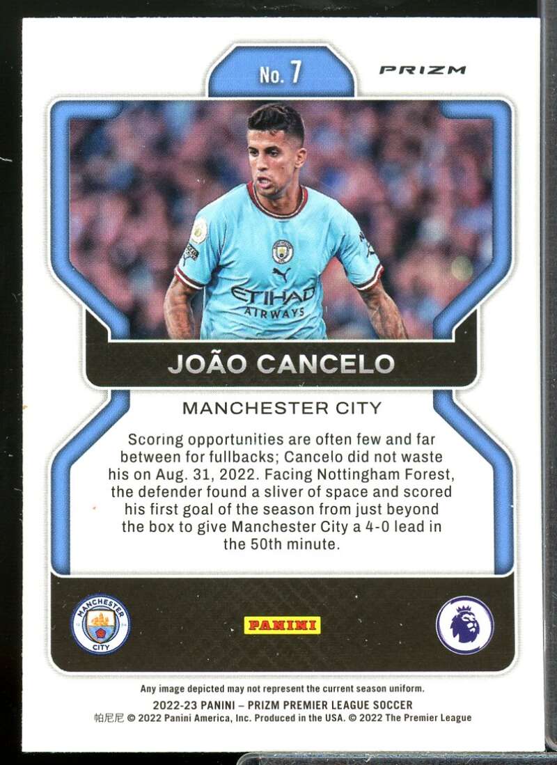 Joao Cancelo 2022-23 Panini Prizm English Premier League Prizms Green Pulsar #7  Image 2