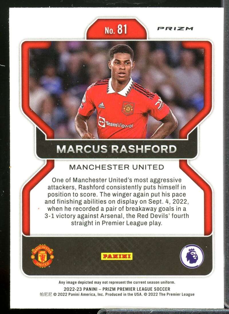 Marcus Rashford 2022 Panini Prizm English Premier League Prizm Green Pulsar #81  Image 2