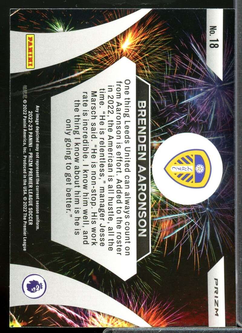 Brenden Aaronson 2022 Prizm English Premier League Fireworks Prizms Silver #18  Image 2