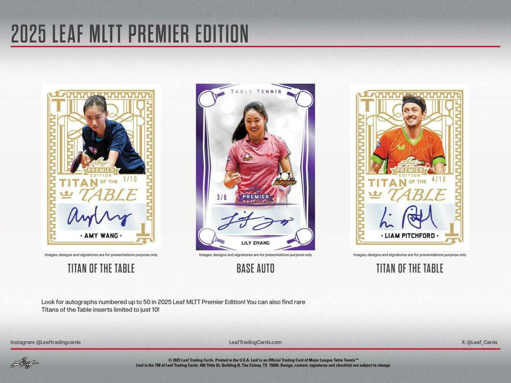 2025 Leaf MLTT Major League Table Tennis Premier Edition Hobby Box Image 4