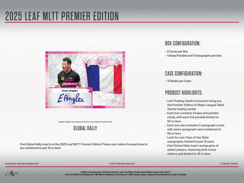 2025 Leaf MLTT Major League Table Tennis Premier Edition Hobby Box Image 5