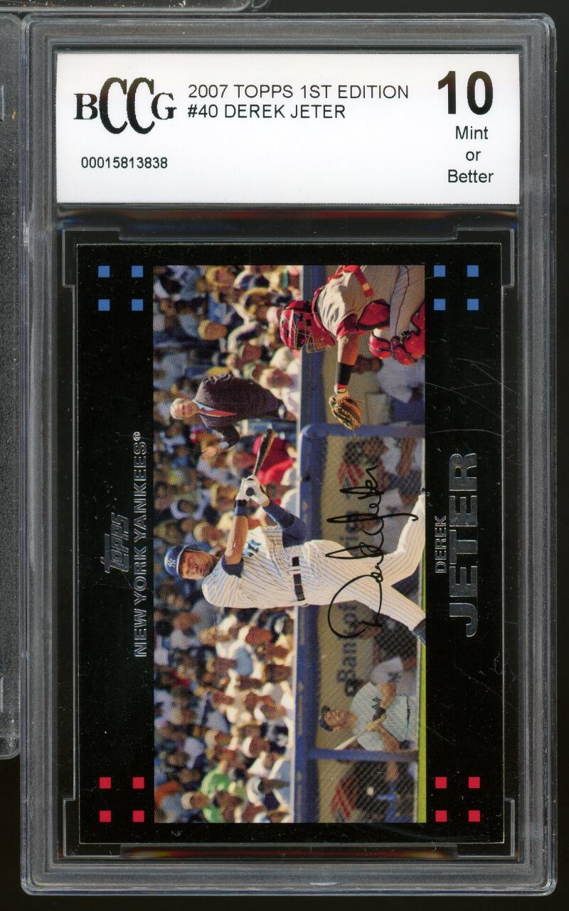 2007 Topps #40a Derek Jeter /Mickey Mantle / George Bush Card BGS BCCG 10 Mint+ Image 1