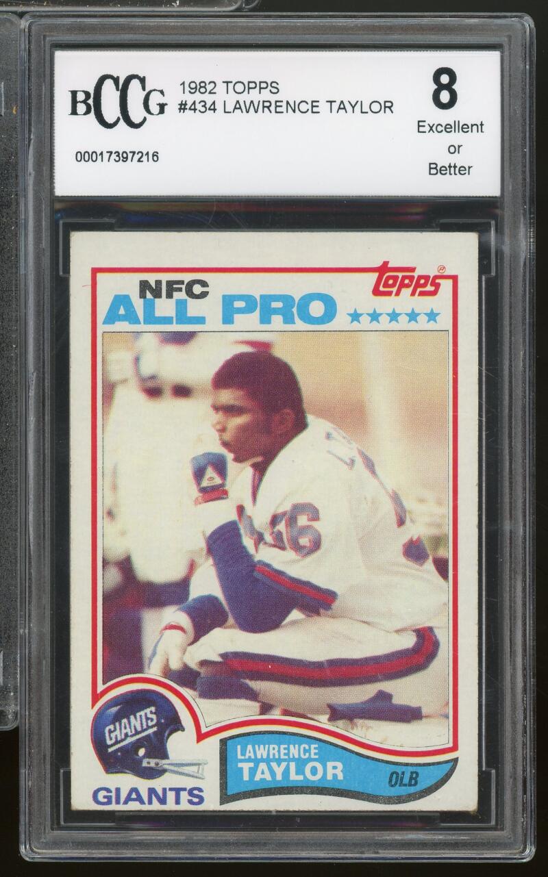 1982 Topps #434 Lawrence Taylor Rookie Card BGS BCCG 8 Excellent+ Image 1