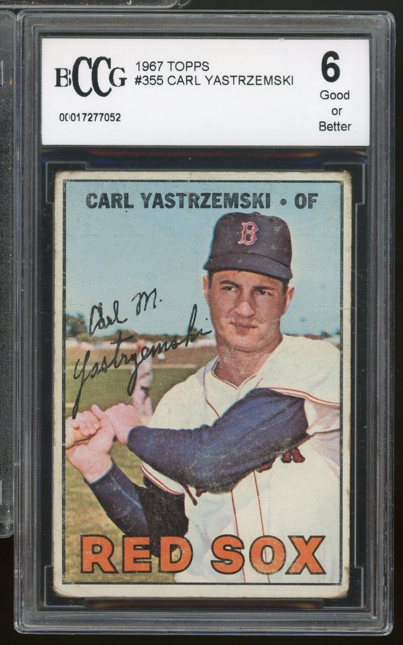 1967 Topps #355 Carl Yastrzemski Card BGS BCCG 6 Good+ Image 1
