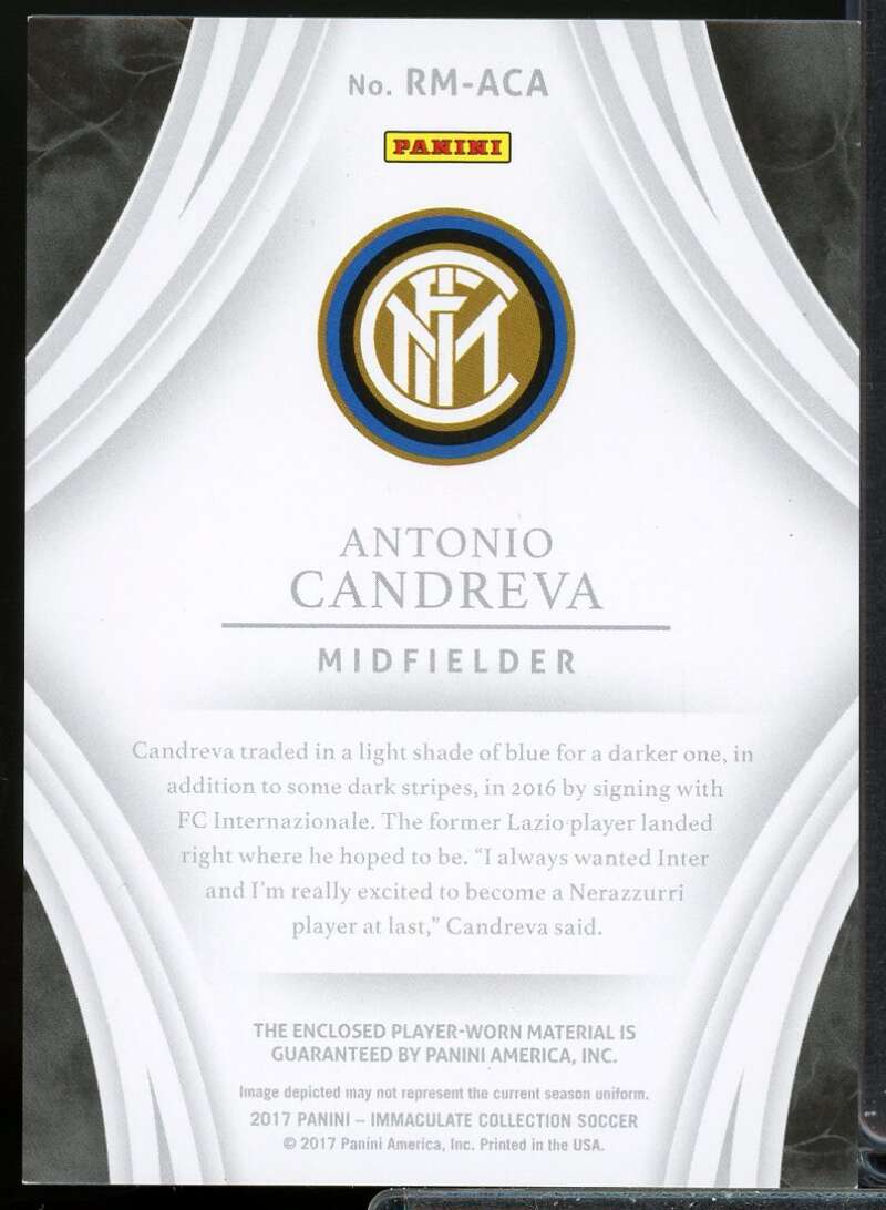 Antonio Candreva Card 2017 Immaculate Collection Remarkable Memorabilia Blue #8  Image 2