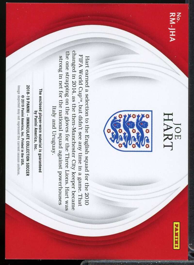 Joe Hart Card 2018-19 Immaculate Collection Remarkable Memorabilia Bronze #20  Image 2