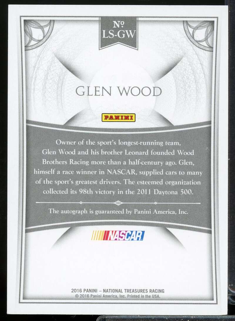 Glen Wood Card 2016 Panini National Treasures Legendary Signatures Black #9  Image 2