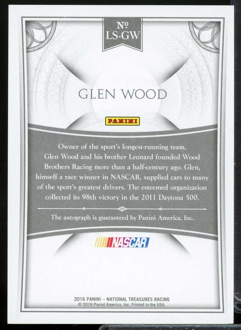 Glen Wood Card 2016 Panini National Treasures Legendary Signatures Silver #9  Image 2