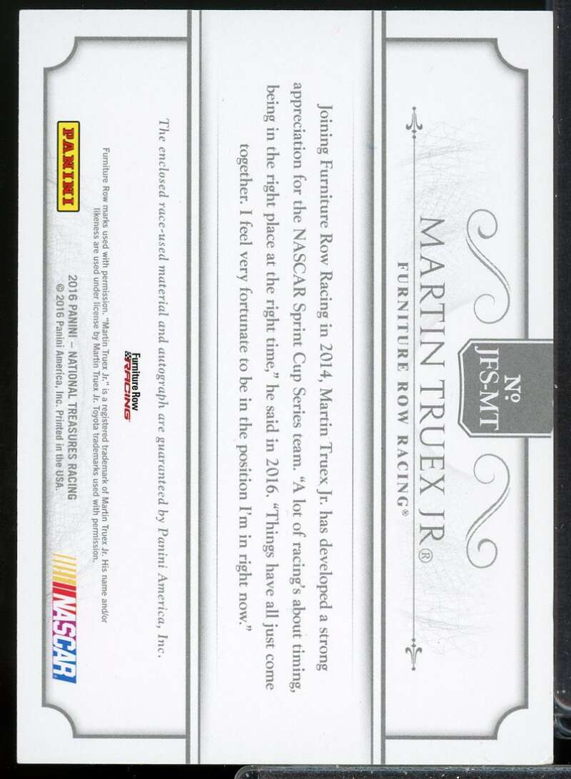 Martin Truex Jr. 2016 National Treasures Jumbo Firesuit Signatures Silver #20  Image 2