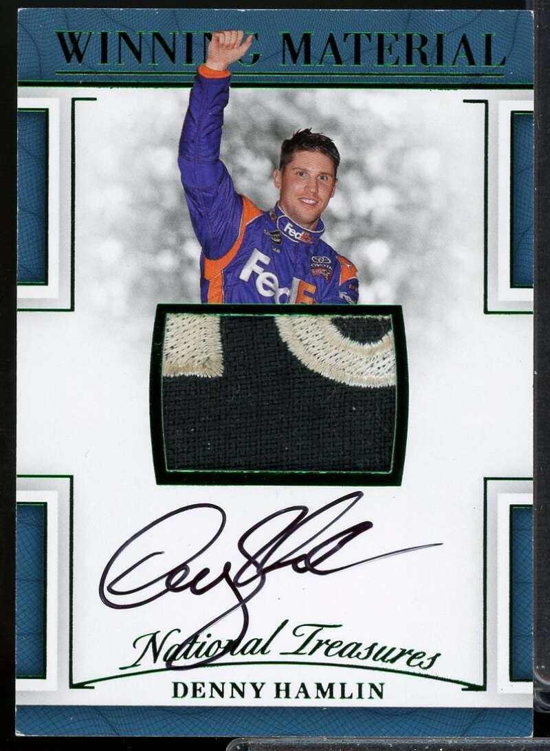 Denny Hamlin Card 2017 National Treasures Winning Material Signatures Green #8  Image 1