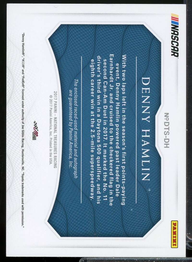 Denny Hamlin Card 2017 National Treasures Dual Tire Signatures Holo Silver #2  Image 2