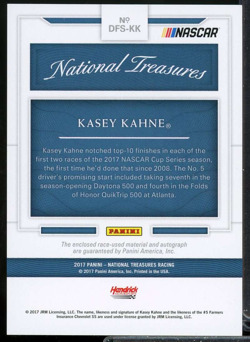 Kasey Kahne 2017 National Treasures Dual Firesuit Signatures Holo Silver #9  Image 2