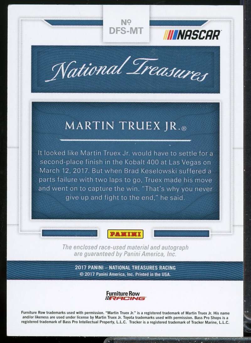 Martin Truex Jr. Card 2017 National Treasures Dual Firesuit Signatures Gold #11  Image 2