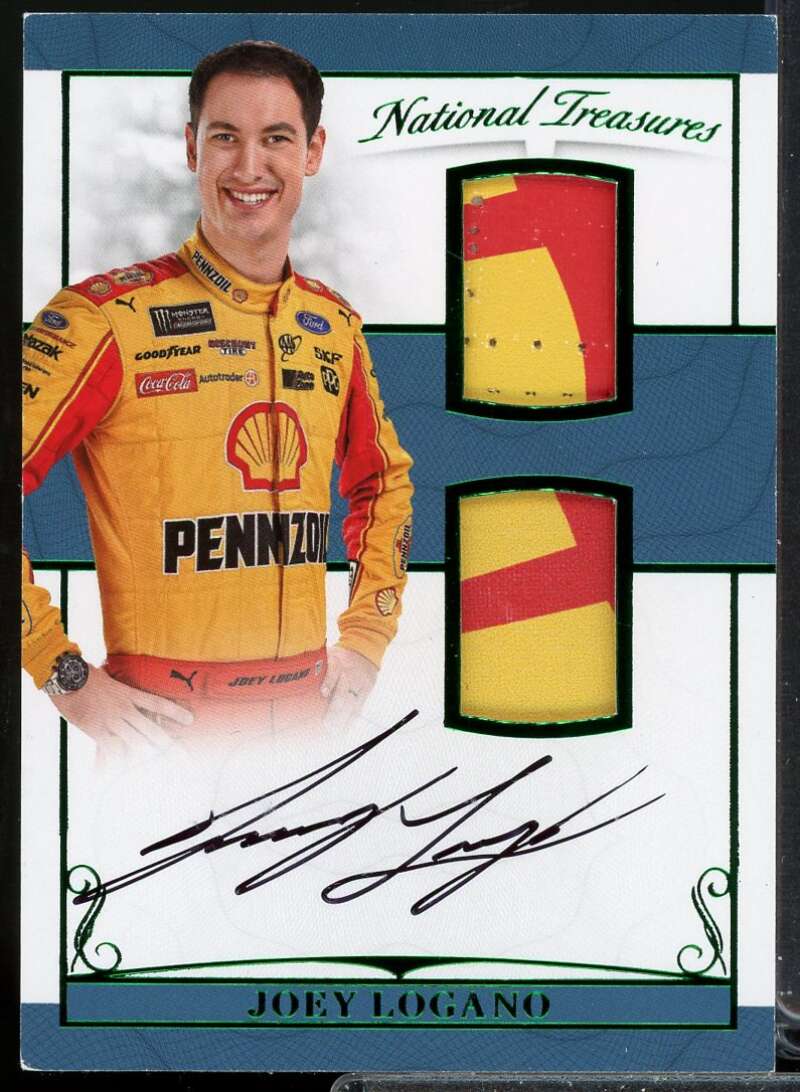 Joey Logano 2017 Panini National Treasures Dual Firesuit Signatures Green #8  Image 1